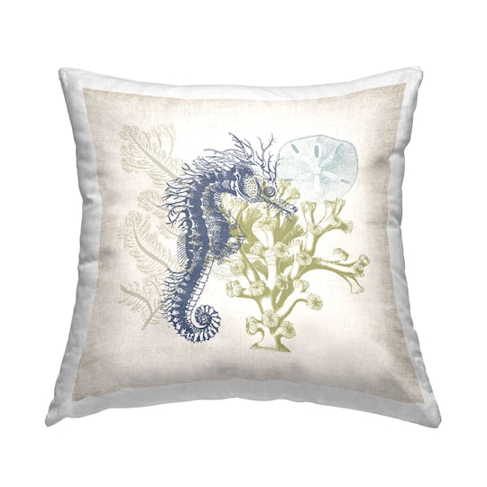 Stupell Industries Intricate Seahorse & Coral Ocean Animals Throw Pillow, 18" x 18"